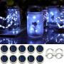 Solar Mason Jar Lights - Solar Mason String 30-Led Lid Lights Fairy Star Firefly Outdoor Waterproof Hanging Lights Decor For Patio Garden Wedding Outdoor (Cold White)(10 Pack)