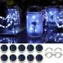 Lumières Mason Solaires - Guirlande Mason Solaires 30 LEDs avec Couvercle, Guirlandes Étoiles Luciole Extérieures Waterproof pour Patio Jardin Mariage Décor (Blanc Froid)(10 Pièces)