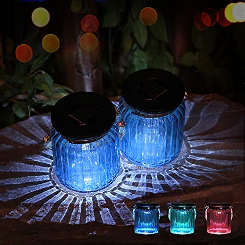 Einzeltopf-Solarleuchte - Zufällige Farbe LED Solar Laternen für Garten, Terrasse, Baum, Tisch, Hof, Rasen, Weißes Licht, 2er Pack