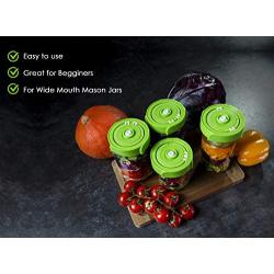 Fork&Pickle by Boxiti Mason Jars lids Fermentation lid Kit - 4 lids, 2 Glass Weights, 1 Air Pump, User Guide & Recipe Book - Fermenting Starter Kit - Kimchi, Pickles & Fermentation lids