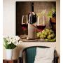 wall26 - Square Canvas Wall Art - Glasses of Wine with Wine Bottle and Grapes - Giclee Print Gallery Wrap Modern Home Art Ready to Hang - 24x24 inches