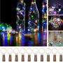 10er Set Weinvorrats-Leuchten mit Korken, 15 LED Silberdraht Korken-Leuchten, wasserdicht, batteriebetrieben, Weihnachtslichtketten für Gläser, Party, Hochzeit, Weihnachten (Farbig)