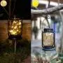 4er Pack Yeuago Solar Laternen Outdoor Garten Dekoration Hänge Mason Jar Solarleuchten mit 30 LEDs Retro Design Wasserdicht für Draußen (Warme Beleuchtung)