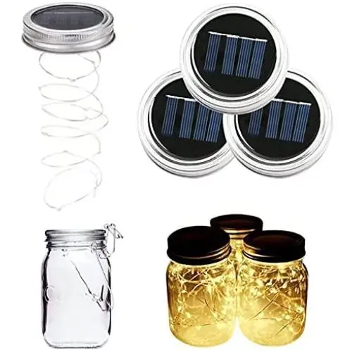 ALED LIGHT 3-Pack Solar Mason Jar Light Warm White 2 Metre 20 LED Lamps Silver Wire Fairy Lid Light for Glass Mason Jar Hanging Lantern Light Garden Patio Decorative Lighting(Jar not Included) ALED LIGHT 3-Pack Solar Mason Jar Light Warm White 2 Metre 20 LED Lamps Silver Wire Fairy Lid Light for Glass Mason Jar Hanging Lantern Light Garden Patio Decorative Lighting(Jar not Included)