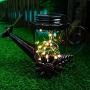 Solar Lantern Outdoor, Hanging Watering Can Mason Jar Solar Powered Lamp with 20 LEDs Lights, IP65 Waterproof, Fair y Lights for Garden, Yard, Pathway, Lawn, Christmas Decoration Warm White