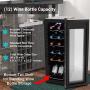 12 Bottle Wine Cooler Refrigerator - White Red Wine Fridge Chiller Countertop Wine Cooler - Freestanding Compact Mini Wine Fridge 12 Bottle w/Digital Control, Stainless Steel Door - NutriChef PKCWC12