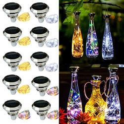 Starry Love Solar Diamond Wine Bottle Lights 10 Pack 20LED Outdoor Waterproof Multicolor Fairy Light String (3 Colors), Suitable for Most Wine Bottle Mouths, for Garden, Terrace, Party Decoration