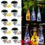 Sternenliebe Solar Diamant Weinflaschen-Lichter 10er Set 20LED Outdoor Wasserdicht Farbwechselnde Glühbirnen-Lichterkette (3 Farben), Geeignet für die meisten Weinflaschenhälse, für Garten, Terrasse, Party-Dekoration