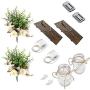 Wall Sconces Mason Jar Sconces Set of 2, Rustic Home Decor Wall Wood Art Fairy Lights,Dark Gray Wood Board,Wall Home Deco, Living Room (Brown)