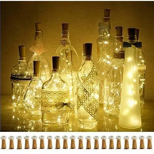 Guirlandes Lumineuses en Forme de Bouteille de Vin, 20 Pièces, LED Argent Cuivre, Mini Guirlande Lumineuse Étoile, Idéales pour DIY/Décoration/Fête/Mariage/Noël/Halloween (Blanc Chaud)