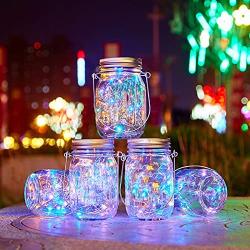 XVZ Solar Mason Jar Lid Lights 2 Pack 20 LED Light String Fairy Light,IP65 Waterproof Light for Garden Deck Patio Party Wedding Christmas Decorative Lighting (Multicolor)