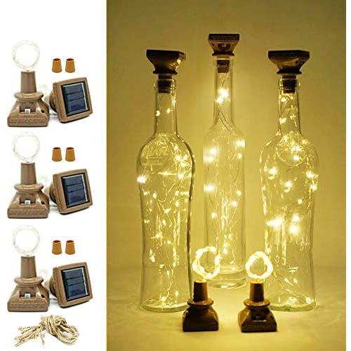 Solarbetriebene Weinvorratsleuchten mit Korken, LoveNite 6er Set 20 LED Korkform Silber Kupferdraht Farbige Feen Mini Lichterkette für DIY, Party, Weihnachten, Hochzeit Dekoration (Warmweiß)