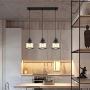 MOTINI 3-Light Linear Glass Pendant Light for Kitchen Island Hanging Lighting Fixture Chandelier for Dining Room, Black and Amber Glass Shade