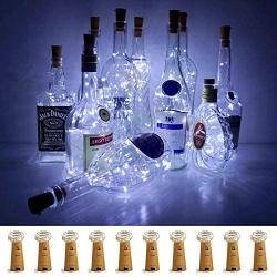 Wine Bottle Lights with Cork, LoveNite 10 Pack Battery Operated LED Cork Shape Silver Copper Wire Colorful Fairy Mini String Lights for DIY, Party, Decor, Christmas, Halloween,Wedding (Cool White)