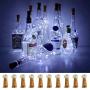 Wein-Gläser-Beleuchtung mit Kork, LoveNite 10er Set Akkubetriebene LED Korkform Silber Kupferdraht Farbige Mini Lichterkette für DIY, Party, Dekoration, Weihnachten, Halloween, Hochzeit (Kaltweiß)