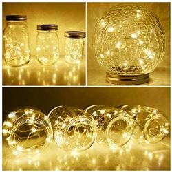 8 Pack Solar Mason Jar Lid String Lights,Warm White Waterproof String Fairy Star Firefly Lights with 8 Hangers Included (No Jars),for Regular Mason Jar Patio Garden Wedding Lantern Table Decor