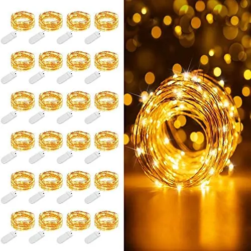 MUMUXI 24 Pack Fairy Lights Battery Operated, 7.2ft 20 LED Mini Waterproof String Lights Copper Wire Firefly Starry Lights for Wedding Party Mason Jars Crafts Christmas Decor, Warm White MUMUXI 24 Pack Fairy Lights Battery Operated, 7.2ft 20 LED Mini Waterproof String Lights Copper Wire Firefly Starry Lights for Wedding Party Mason Jars Crafts Christmas Decor, Warm White