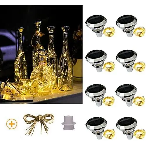 Ostritec Upgraded 8 Pack Solar Wine Bottle Lights,20 LED with Cork Solar Fairy String Lights Silver Wire Light ,Outdoor Waterproof Bottle Lights, for Garden Terrace Party Decoration (Warm White) Ostritec Upgraded 8 Pack Solar Wine Bottle Lights,20 LED with Cork Solar Fairy String Lights Silver Wire Light ,Outdoor Waterproof Bottle Lights, for Garden Terrace Party Decoration (Warm White)