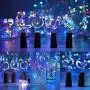 12er Set 20 LED Weinvorratsleuchten mit Kork, 6,5m/2M Kupferdraht Korkleuchten, Batteriebetriebene Flaschen Korkstringleuchten für DIY Party Dekoration, Weihnachten Hochzeit Festival - Bunt