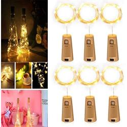 Wine Bottle Lights, LED Cork Fairy Lights Set of 6, Jar String Light for Bedroom Patio Wedding Party Christmas etc