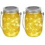 Solar Mason Jar Lights 2 Packs 30 LEDs Fairy String Lights Solar Powered Outdoor Waterproof Mason Jars Hanging Mason Jar Solar Lights Table Decor for Patio Christmas, Garden, Wedding, Yard and Lawn