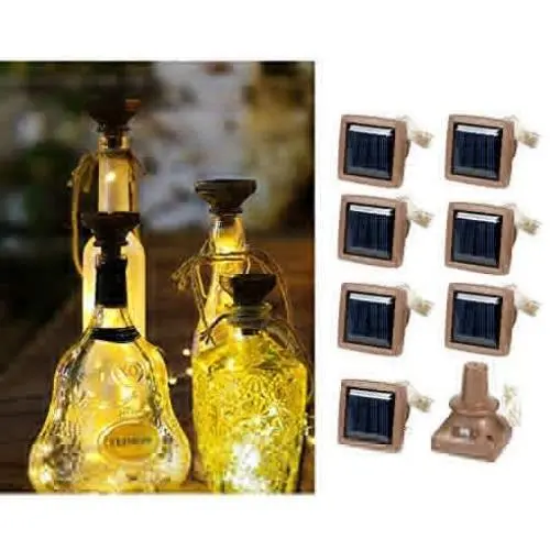 Solar Powered Wine Bottle Lights, 8 Packs of 20 LED Waterproof Square Cork Lights Birthday Party, Christmas, Outdoor, Holiday, Garden, Courtyard Passage Decoration (Warm White) Solar Powered Wine Bottle Lights, 8 Packs of 20 LED Waterproof Square Cork Lights Birthday Party, Christmas, Outdoor, Holiday, Garden, Courtyard Passage Decoration (Warm White)