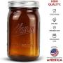 Bedoo Amber Glass Mason Jars 32 oz Wide Mouth with Airtight Lids and Bands 6 Pack, Amber Clear Glass Canning Mason Jars, Quart Mason Jars (Set of 6) (Wide Mouth)