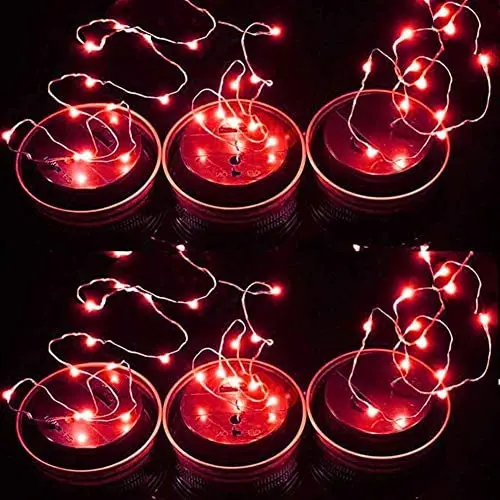 Luminaires Solaires pour Bocal Mason POPPAP – Décor Intérieur/Extérieur, Lucioles Solaires, Ensemble de 6 Couvercles avec 20LED 78.74 pouces de Longueur – Éclairage Rouge Luminaires Solaires pour Bocal Mason POPPAP – Décor Intérieur/Extérieur, Lucioles Solaires, Ensemble de 6 Couvercles avec 20LED 78.74 pouces de Longueur – Éclairage Rouge