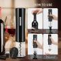 SENZER Electric Wine Opener Set Automatic Wine Bottle Opener LED Light Reusable Corkscrew Gift Set with Foil Cutter, Vacuum Stoppers, 4-in-1 Aerator and Pourer Set for Kitchen Bar Restaurant Black