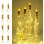 LoveNite Wine Bottle Lights, 8 Pack 20 LED Flameless Candle Cork Bottle String Light Battery Operated Silver Wire Mini Fairy Lights for DIY, Party, Christmas, Wedding Decor (Candle-Warm White)