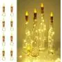 LoveNite Weinflaschen-Lichter, 8er Pack 20 LED Flammenlose Korkflaschen-Fadenlicht, Batteriebetrieben, Silberdraht, Mini-Feenlicht für DIY, Party, Weihnachten, Hochzeit Dekor (Kerzen-Weiß)
