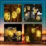 30 LED Solar Mason Jar Deckel-Leuchten, 6er Pack Wasserdichte Sterne- und Laternen-Fairy-Leuchten mit 6 Hängern, Ideal für Mason Jar Dekoration, Patio Hochzeit Weihnachten Party Innen/Außen (Warmweiß)