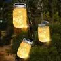 YKB Solar Glasgläser-Lampen, 6er Set Hängende Solarleuchten für Drinnen und Draußen, 30 LEDs Sterne-Lichter, LED-Laternen für Tisch und Garten, Dekoration für Garten, Hof, Rasen, Weihnachten (Haken und Gläser enthalten)