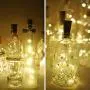 Wein-Gläser-Lichter mit Kork-Dekoration – 12 Stück, 15 LEDs, Korkform, Silberdraht, Batteriebetriebene LED-Fairy Lights zur individuellen Gestaltung/Dekoration/Party/Hochzeit/Weihnachten/Halloween… (Warme Weiß)