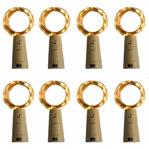 Klanor 8 Pack 7.2ft 20Led Wine Bottle Lights Battery Operated Starry String Lights on Silver Copper Wire Led String Light for DIY Christmas Wedding Bedroom Halloween Party Table Decor
