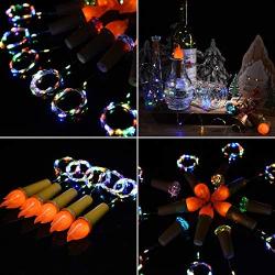 10 Pieces Wine Bottle Lights with Cork Battery Operated Mini Lights Candle Diamond Shaped LED Cork Lights for Wine Bottles Table Party, Christmas, Halloween, Wedding, Indoor Decoration, Multi Color