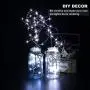12 Stück Feenlichte, Kühlweiß, 3,3FT Silberdraht, 20 LED Lichterkette, Akkubetrieben, Sterne-Lichterkette, Akkubetriebene Glühwürmchen-Lichter für Kostüme, DIY, Hochzeit, Party, Weihnachten