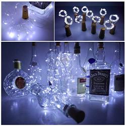 Wine Bottle Lights with Cork, LoveNite 10 Pack Battery Operated LED Cork Shape Silver Copper Wire Colorful Fairy Mini String Lights for DIY, Party, Decor, Christmas, Halloween,Wedding (Cool White)