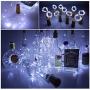 Wein-Gläser-Beleuchtung mit Kork, LoveNite 10er Set Akkubetriebene LED Korkform Silber Kupferdraht Farbige Mini Lichterkette für DIY, Party, Dekoration, Weihnachten, Halloween, Hochzeit (Kaltweiß)