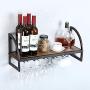 ITeeLas Wall Mounted Wine Rack - Bottle & Glass Holder-Decorative for Home Bar, Dining Room, Kitchen (1 Tier)