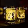 Guirlande Lumineuse de Fée en Mason Jar - 4 Pièces, Décorations Extérieures pour Jardin, Patio, Lawn - Cadeau d'Extérieur avec Piquet en Verre Froissé.