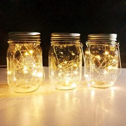 Mason Jar Solar Lights Lanterns, 6 Pack 30 LEDs Fairy Firefly Led String Lights with Glass Mason Jar,for Garden Patio Outdoor Solar Powered Hanging Lanterns(Jars & Hangers Included)