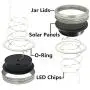 6-Pack Weite-Mund Solar-betriebene Mason Jar Lampen, Wasserdicht (Glas & Griff Nicht Enthalten), 20 Glühbirnen, 5 Farben, Blinkende Glaskappen, Passend für Weite-Mund-Gläser