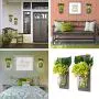 Glasbehälter Wandleuchten mit Seil-LEDs (Set von 2) – Landhausstil Wanddekoration – Rustikaler Stil – Zwei Fernbedienungen – Grüne Pfingstblumen
