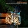 Guirlandes Solaires en Bocal Mason, 6 Pièces, 30 LED, avec Suspentes, Guirlande Lumineuse Solaire Miniature pour Noël, Patio, Jardin, Terrasse, Jardin, Gazon