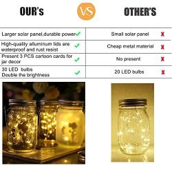 Solar Mason Jar Lights - Solar Mason String 30-Led Lid Lights Fairy Firefly Outdoor Waterproof Hanging Mason Lights Decor for Patio Garden Wedding (Warm White)(10 Pack)