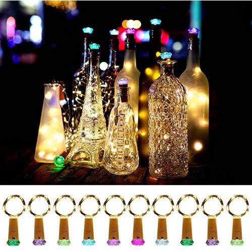 Bottle Cork Lights, 10 Pack Fairy String Lights 30 Batteries Pre-installed+30 Free Battery Replacement Included Battery Operated LED Copper Wire Starry lights- Color Changing Cork Head