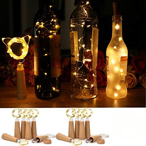 Dreamworth 12 Pack Wine Bottle String Lights, 20 LED 6.6ft AAA Battery Powered Cork Fairy Lights for Bedroom, Birthday Wedding Parties, Home Garden Bar Decoration