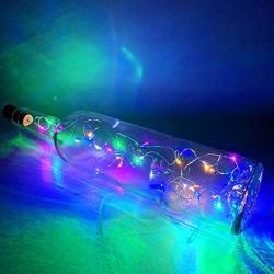 12 Pack Wine Bottle Lights with Cork 3.3ft Silver Wire Cork Lights Waterproof Battery Operated Fairy Mini String Light for DIY Wedding Christmas Holiday Home Party Decoration Present Gift Multicolors