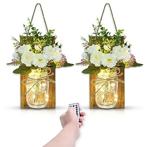 Décor Mural CHENBEN : Pots Sceaux Lumineux LED, Guirlandes Lumineuses et Fleurs avec Télécommande et Fonction Minuterie – Décor Rustique pour Maison/Cuisine/Chambre/Salon (Set de 2) Décor Mural CHENBEN : Pots Sceaux Lumineux LED, Guirlandes Lumineuses et Fleurs avec Télécommande et Fonction Minuterie – Décor Rustique pour Maison/Cuisine/Chambre/Salon (Set de 2)